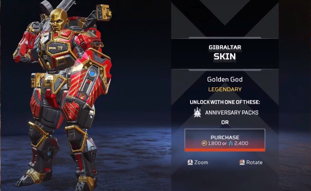 Gibraltar Golden God New Skins